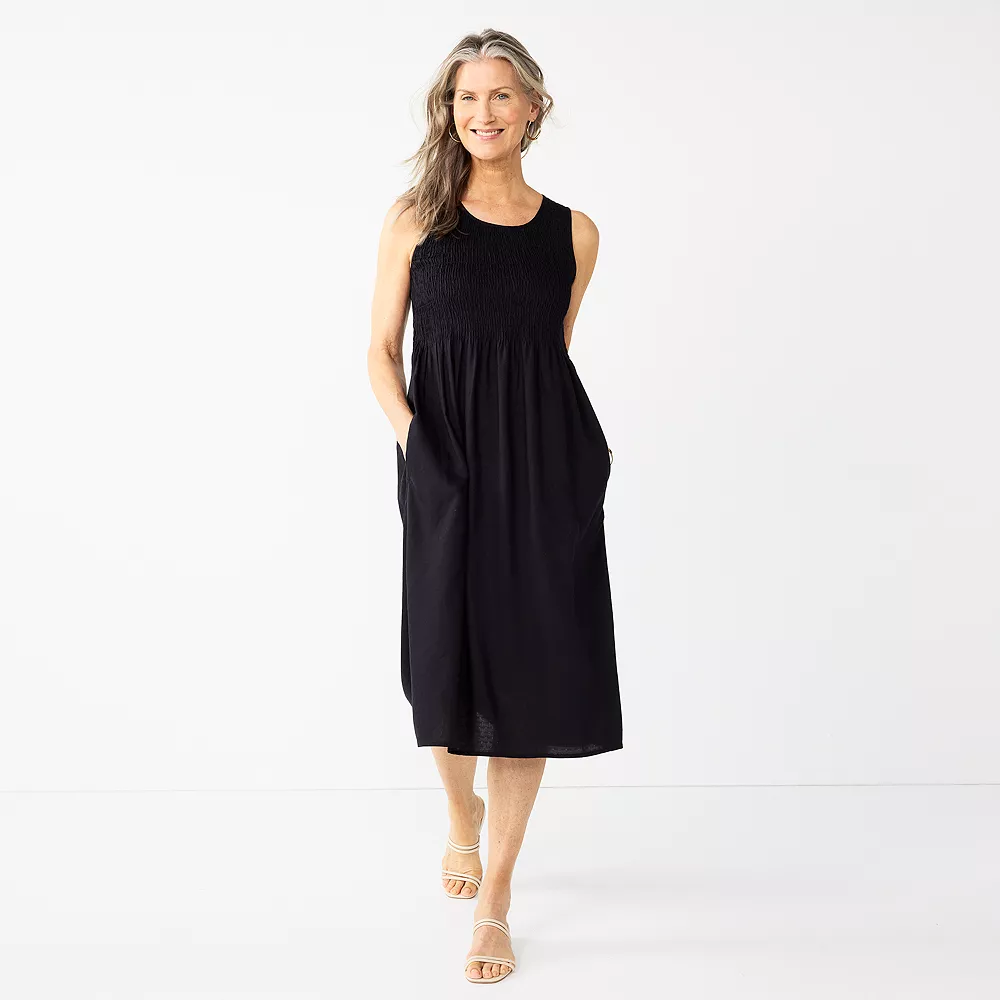 Women's Croft & Barrow® Smocked Swing Midi Dress