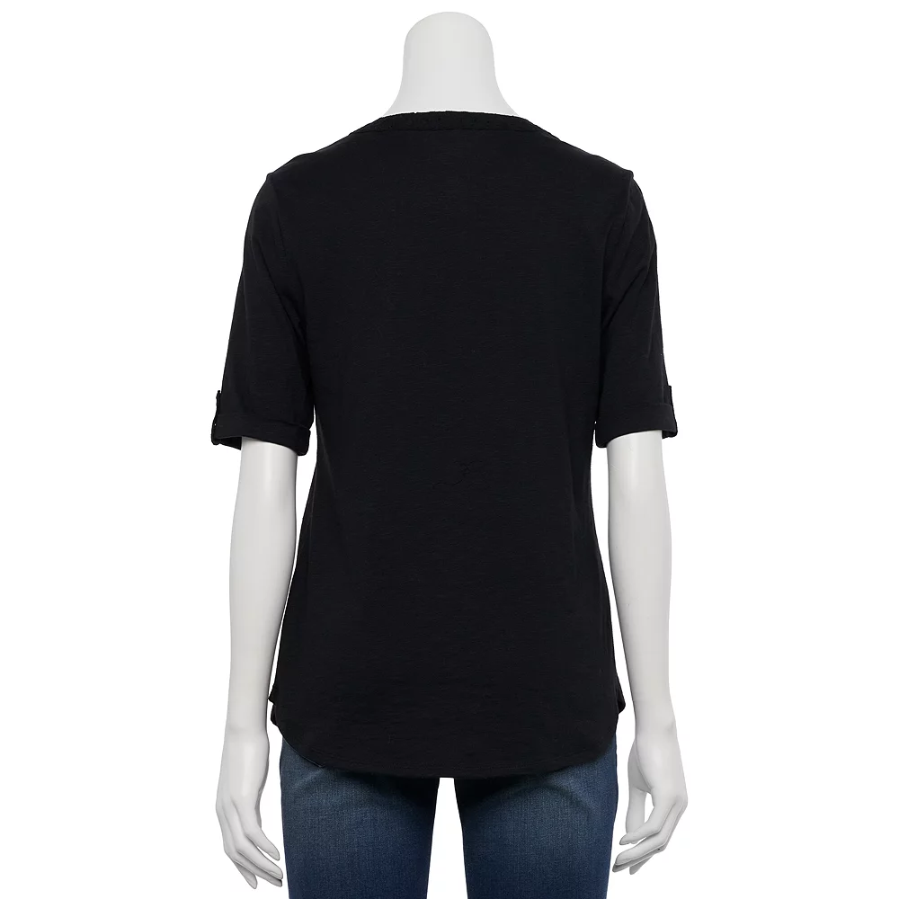 Women's Croft & Barrow® Roll-Tab Utility Henley Top - Image 2