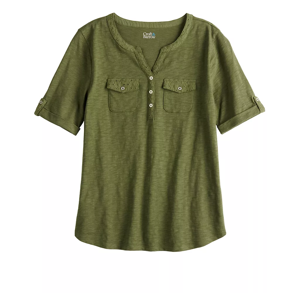 Women's Croft & Barrow® Roll-Tab Utility Henley Top - Image 3