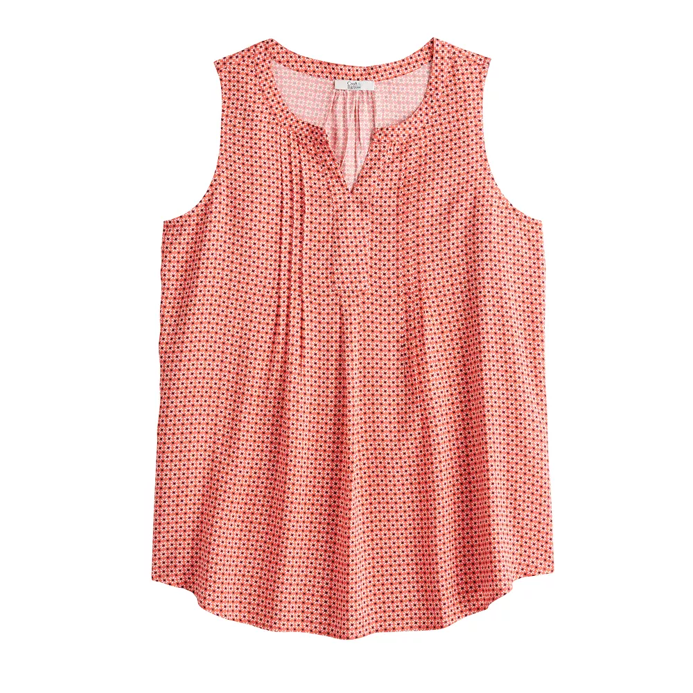 Women's Croft & Barrow® Pintuck Splitneck Sleeveless Top - Image 3
