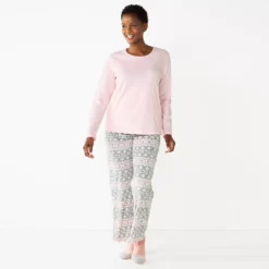 Women's Croft & Barrow® Velour Long Sleeve Pajama Top & Pajama Pants Set