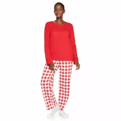 Women's Croft & Barrow® Long Sleeve Pajama Top & Pajama Pants Sleep Set