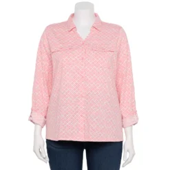 Plus Size Croft & Barrow® Roll-Tab Sleeve Top