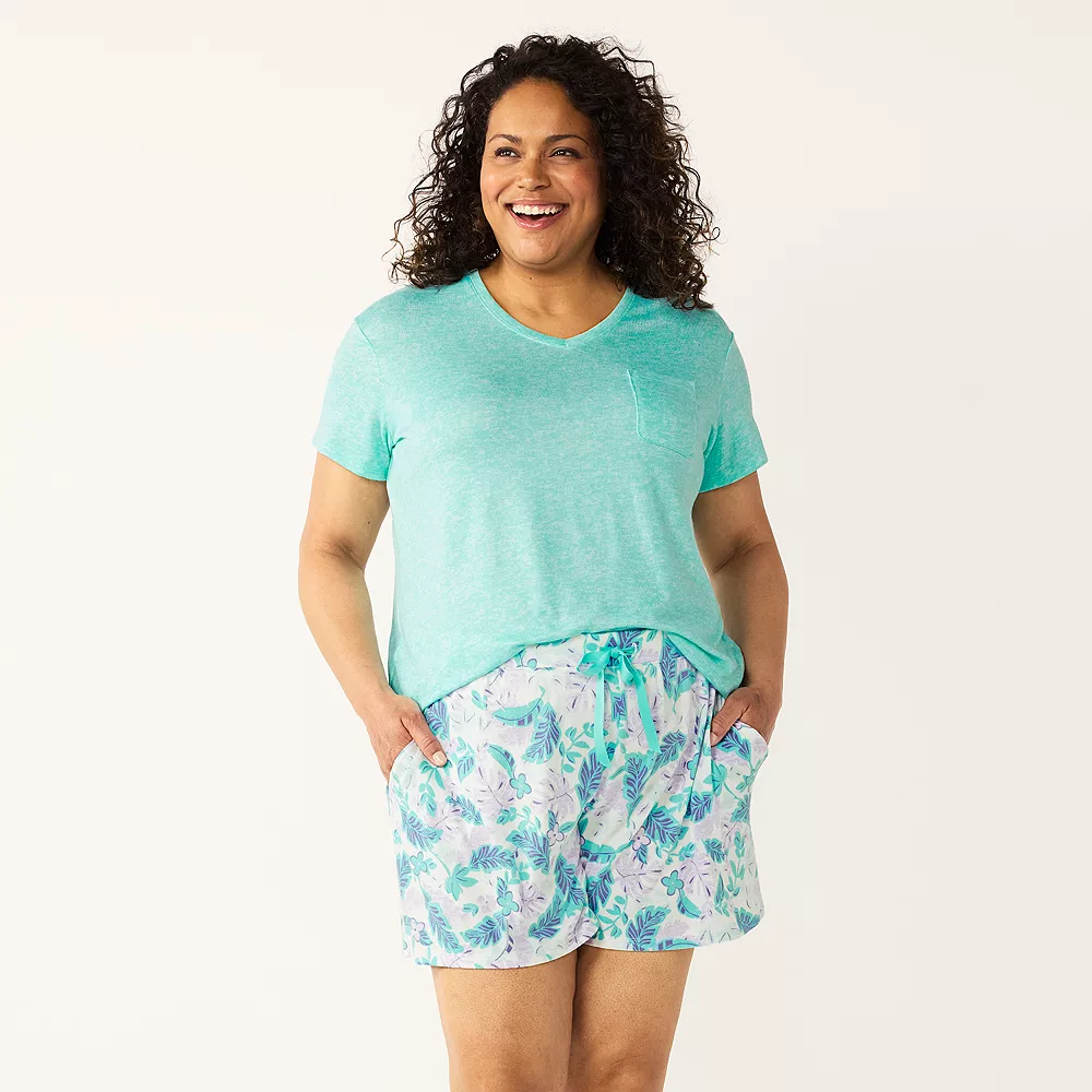 Plus Size Croft & Barrow® 3-Piece Pajama Top, Pajama Shorts & Pajama Skimmers Sleep Set - Image 2