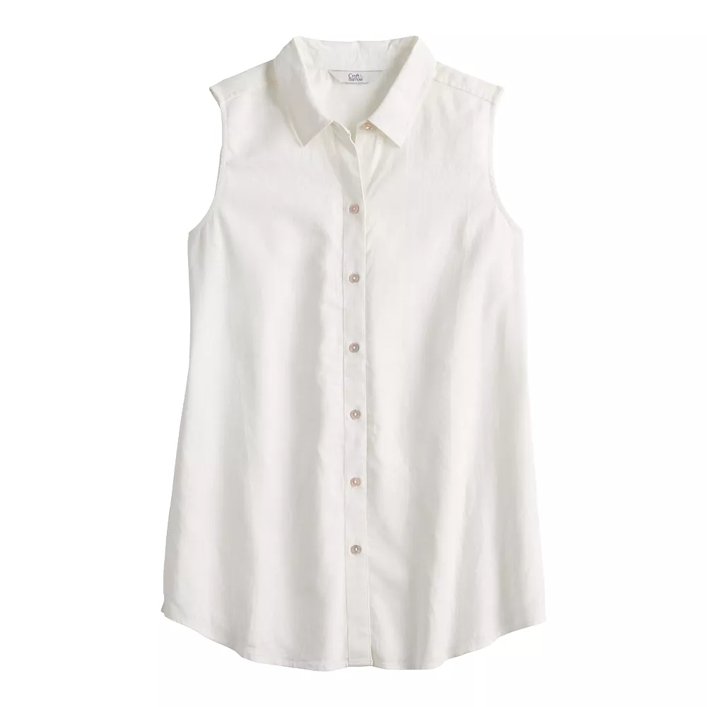 Women's Croft & Barrow® Sleeveless Linen Blend Shirt - Image 2