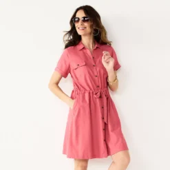 Petite Croft & Barrow® Belted Utility Dress