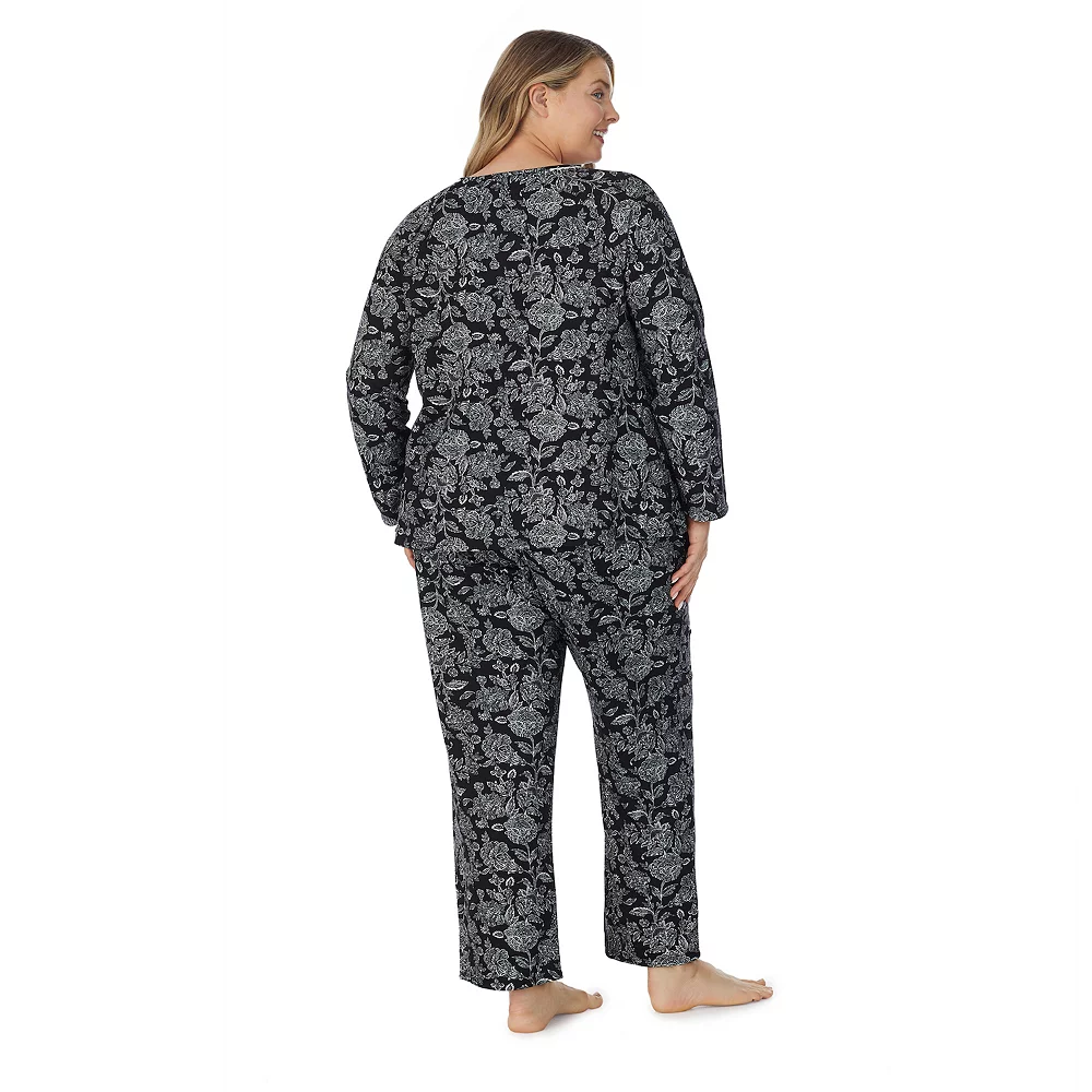 Plus Size Croft & Barrow® Cozy Long Sleeve Pajama Top & Pajama Pants Sleep Set - Image 2