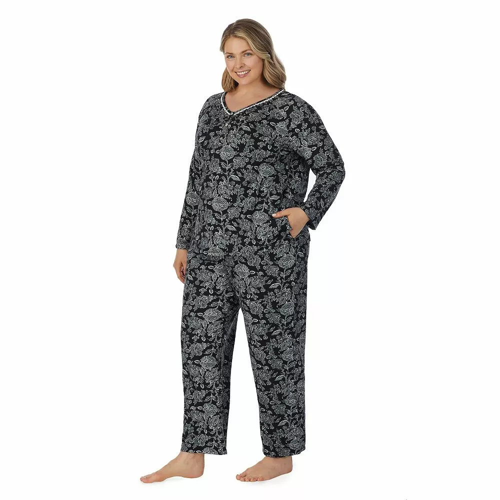 Plus Size Croft & Barrow® Cozy Long Sleeve Pajama Top & Pajama Pants Sleep Set - Image 3