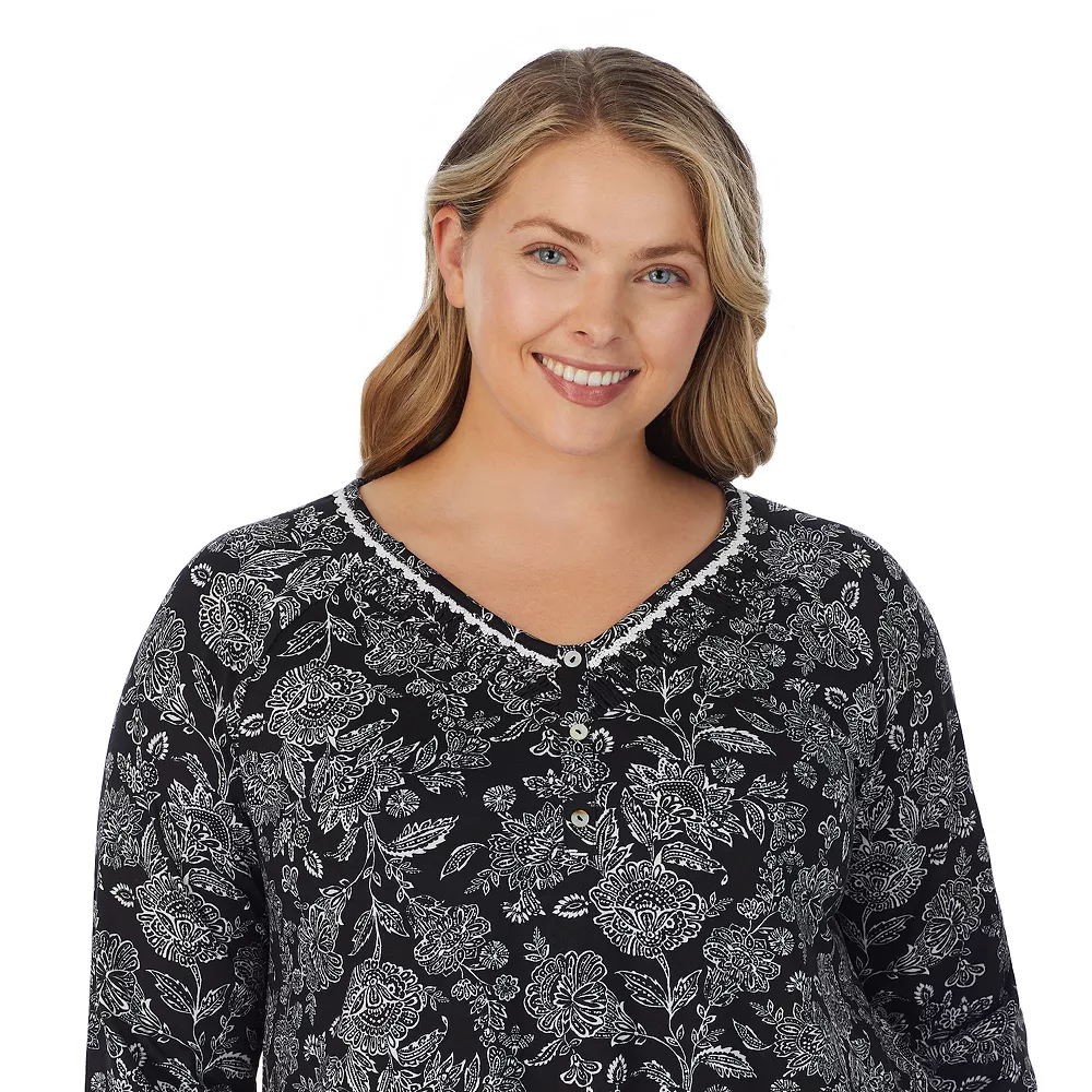 Plus Size Croft & Barrow® Cozy Long Sleeve Pajama Top & Pajama Pants Sleep Set - Image 4