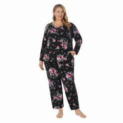 Plus Size Croft & Barrow® Cozy Long Sleeve Pajama Top & Pajama Pants Sleep Set