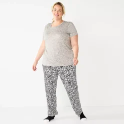 Plus Size Croft & Barrow® Short Sleeve Pajama Top & Pajama Pants Sleep Set
