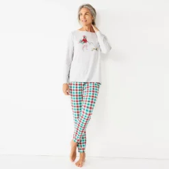 Women's Croft & Barrow® Long Sleeve Pajama Top & Pajama Pants Sleep Set