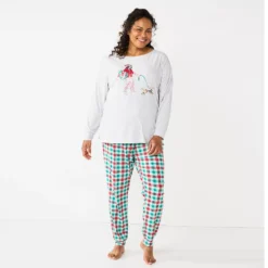 Plus Size Croft & Barrow® Long Sleeve Pajama Top & Pajama Pants Sleep Set