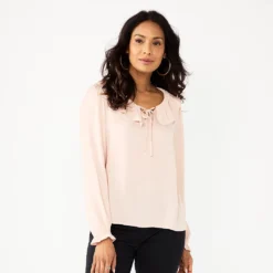 Petite Croft & Barrow® Ruffle Neck Blouse