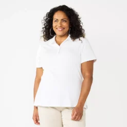 Plus Size Croft & Barrow® Short Sleeve Y-Neck Polo Top